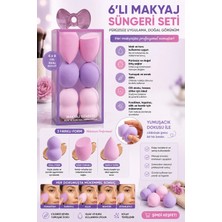 Makri Home Pastel Lavanta 6'lı Makyaj Süngeri Seti – 4 x 6 cm