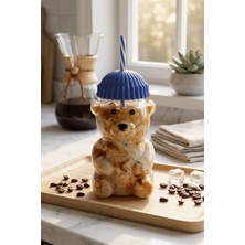 Makri Home Ayıcıklı Tasarım Cam Matara Pipetli Koruyucu Başlıklı Bardak 600 ml (Yeşil, Sarı, Mavi, Siyah, Kırmızı Renk Seçenekleri)