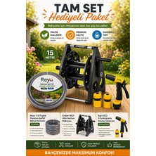 Claber 8921 40M Hortum Makarası + 15M Bahçe Hortumu + 3 Fonksiyonlu Sulama Tabancası, Tam Set