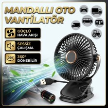 Caralp Üniversal Mandallı Oto Ofis Araç Içi Torpido Üstü Vantilatör USB ve Çakmak Girişli Tak Çalıştır Soğutucu Fan 360° Dönebilen Ultra Sessiz Oynar Başlıklı 6\'\' Araç Fanı