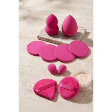 Makri Home Pembe Renk 10 Parça Profesyonel Makyaj Süngeri Seti Pudra Puff Blender