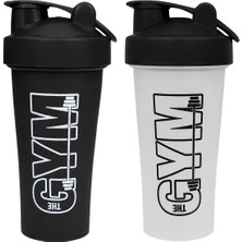 Cool Plastik Gym Shaker 650 ML Ölçekli Sızdırmaz Kapaklı Protein Shaker 2'li Set (Siyah+Şeffaf)