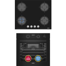 Simfer 11 Fonksiyon Steam Master Siyah 2'li Ankastre Set (Fırın + Ocak)