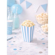 Borapack Popcorn Kutusu Açık Mavi Çizgili 8 Adet