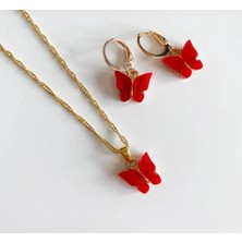 Venüs Design Kelebek Kolye-Küpe Set