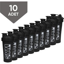 Cool Plastik Gym Shaker 650 ML Ölçekli ve Sızdırmaz Kapaklı Protein Shaker 10'lu Set