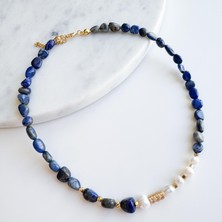 Venüs Design Lapis Lazuli Taşı - Inci Mix Kolye