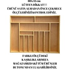 Ayfiwood 60X45 cm Masif Ahşap Kaşıklık Çekmece Içi Yemek Takımı ve Servis Gereçleri Düzenleyici Organizer