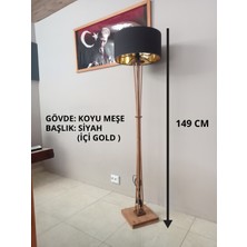 Balsa Dekor Lambader Ahşap Köşe Aydınlatma Naturel Siyah Gold