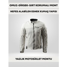 Revertech Beyaz Yazlık Fileli Motosiklet Montu Ce Korumalı Nefes Alan Hafif Mont + Buff ve Anahtarlık Hediyeli