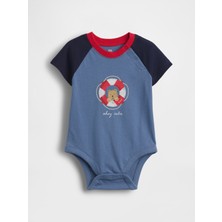 Gap Bebek Mavi First Favorites Organik Pamuk Grafik Baskılı Bodysuit
