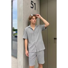 Vamos Fitilli Oversize Gömlek Gri