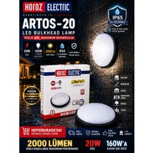 Horoz Artos -20 LED Tavan Armatürü 20W 2000LM IP65 Su Geçirmez Oval Nemliyer 5ADET Siyah Kasa