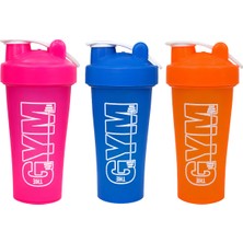 Cool Plastik Gym Shaker 650 ML Ölçekli ve Sızdırmaz Kapaklı Protein Shaker 3'lü Set (Pembe+Mavi+Turuncu)