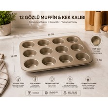 Shopping Fashion 12 Gözlü Muffin Kalıbı Yapışmaz Kek Kalıbı Cupcake Kurabiye Fırın Tepsisi