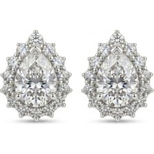 Celikchi Kadın Damla Moissanite Taş Tasarım Gümüş Küpe