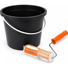 Akyüz Plastik 🪣 30 Litre Plastik Boya Kovası + 🎨 20 cm Rulo Fırça Seti | Duvar ve Tavan Boyama Seti