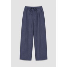 Vamos Çizgili Lyocell Karışımlı Relax Fit Pantolon Indigo