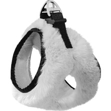 Pazarcan Üç Kilitli Peluş Göğüs Tasması 20-24 cm -Small Beyaz