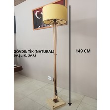 Balsa Dekor Köşe Aydınlatma-Ahşap Ayaklı Lambader Tik Naturel Sarı
