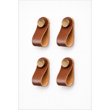 Orient Design Kahverengi - Deri Çekmece ve Dolap Kulbu 4'lü