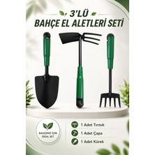 Nzb Metal Hobi Çapa Tırmık 3'lü Set Bahçe Tarla Çim Peyzaj Bitki Çiçek Ekme Toprak Işleme Küreği Küçük