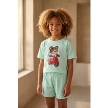 Bony Socks Çocuk Motorlu Teddy Desenli Şortlu Pijama Takımı