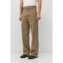 Vamos Yüksek Bel Relaxed Wide Leg Kumaş Pantolon Haki