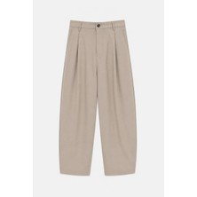 Vamos Süper Baggy Fit Esnek Kumaş Pantolon Bej