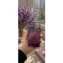 Blue Team IPHONE 15 Uyumlu Mor Kamera Korumalı Piti Kareli Yumuşak Kılıf