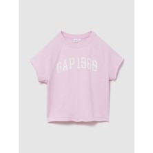 Gap Kadın Açık Pembe Relaxed Fransız Havlu Kumaş Grafik Baskılı T-Shirt
