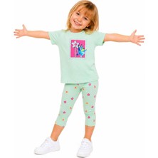 KR Kids Kız Çocuk Mint Yeşili Taytlı Takım – Bluey Baskılı Yazlık Ikili Takım
