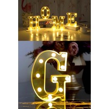 Patladı Gitti Dekoratif LED Işıklı Büyük Boy 3D G Harfi Gold Renk 22 cm Uzunluk Ölçüsü ile Doğum Günü Kutlama