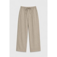 Vamos Çizgili Lyocell Karışımlı Relax Fit Pantolon Bej