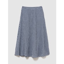 Gap Kadın Mavi Gingham Maxi Etek