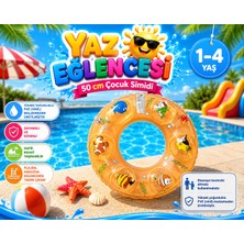 Lutara 50 cm Çift Boğumlu Kalite PVC Balık Desenli Şişme Çocuk Deniz Simidi 1-4 Yaş