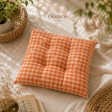 ÇİÇEKCE HOME Çiçekce Home Sandalye Minderi Pötikare Desen Boncuk Silikonlu Dekoratif Minder