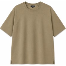 Vamos Oversize Reglan Kol Basic Tişört Haki