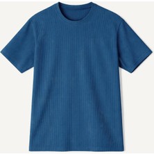 Vamos Fitilli Oversize Tişört Indigo