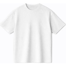 Vamos Fitilli Oversize Tişört Beyaz