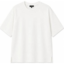 Vamos Oversize Reglan Kol Basic Tişört Ekru