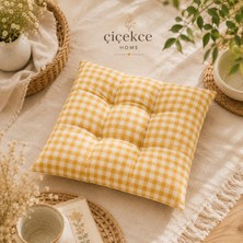 ÇİÇEKCE HOME Çiçekce Home Sandalye Minderi Pötikare Desen Boncuk Silikonlu Dekoratif Minder