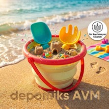 Depomiks Avm Depomiks  Yer Kaplamayan Katlanabilir Silikon Kum Kova Kürek Seti Çocuk Deniz Kum Oyuncakları Plaj Seti