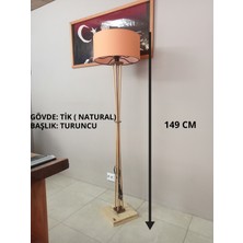 Balsa Dekor Naturel-Turuncu Ahşap Lambader- Köşe Aydınlatma