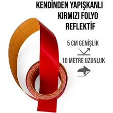 Opersan Düz Pürüzsüz Kırmızı Kendinden Yapışkanlı Reflektif Folyo Şerit Bant - 5 cm x 10 Metre