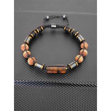 Tahrastone Natürel Kesim Damla Kehribar-8 mm Tibet Akiği-Oniks-Hematit Doğaltaş Bileklik Takı Aksesuar Erkek Bileklik