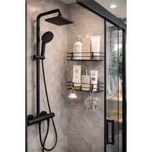 Riya Home Ev & Dekorasyon Banyo Yapışkanlı Banyo Rafı, 2'li Banyo Düzenleyici, Duş Rafı Organizer Şampuanlık, Metal