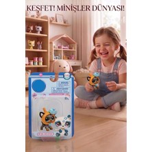 Farbu Oyuncak 3 Parça Minişler Pet Shop Işıklı Toplu Kutulu Tekli Oyuncak Figürü - Portakal Şapkalı Köpek