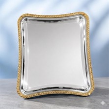 Özel Home Dgn Başak Model Gold Kenarlı Italyan Sunum Tepsisi 21X18,5 cm