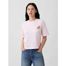 Gap Kadın Açık Pembe Boxy Grafik Baskılı T-Shirt
